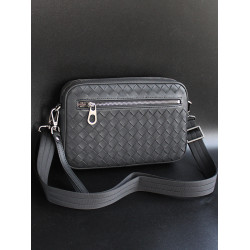 【胎牛皮】B家潮打蠟手工編織男士手拿單肩包時尚商務斜後後背包