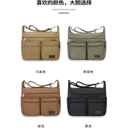 大容量帆布包男士單肩斜後後背包耐磨工地工具包時尚工裝包出差旅行包
