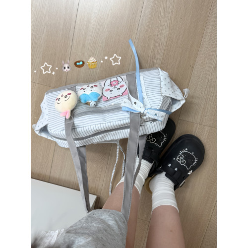 星星條紋蝴蝶結星冰樂單肩包旅遊通勤腋下包包大容量波士頓包痛包