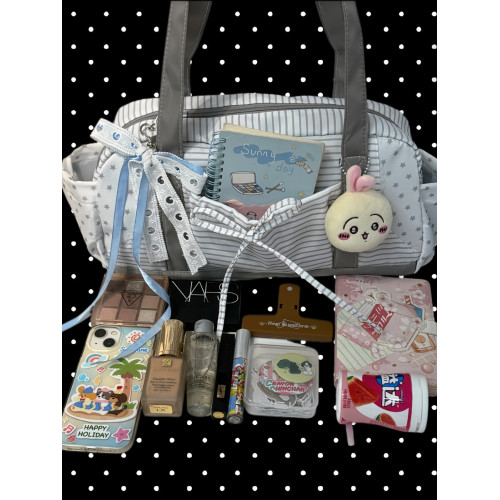 星星條紋蝴蝶結星冰樂單肩包旅遊通勤腋下包包大容量波士頓包痛包