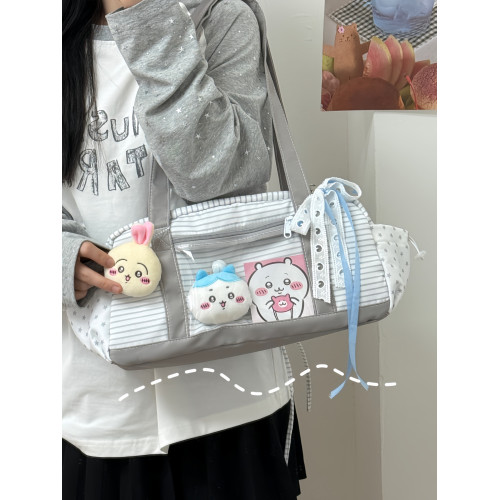 星星條紋蝴蝶結星冰樂單肩包旅遊通勤腋下包包大容量波士頓包痛包