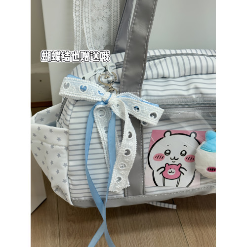 星星條紋蝴蝶結星冰樂單肩包旅遊通勤腋下包包大容量波士頓包痛包