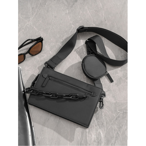 二合一男包潮牌盒子包鏈條小方包斜後後背包男小衆設計感單肩女信封包