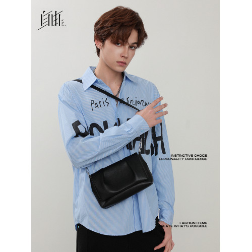 是自由啊 2026新款男包小衆設計小挎包高級感真皮單肩斜背小方包