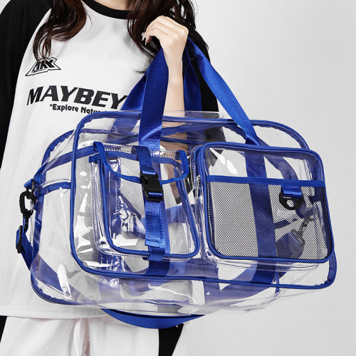 網紅果凍旅行包女大容量防水PVC運動健身包洗澡遊泳包透明沙灘包