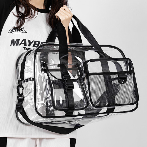 網紅果凍旅行包女大容量防水PVC運動健身包洗澡遊泳包透明沙灘包