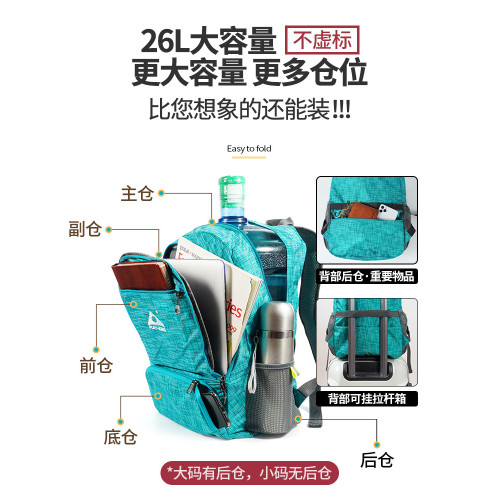 後後背包女旅行包輕便簡約休閒戶外運動登山折曡包大容量旅遊雙肩包男