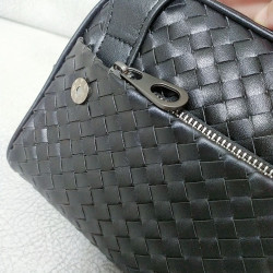 意大利XBV洗漱化妝包男士編織頭層胎牛皮手拿大容量真皮收納時尚