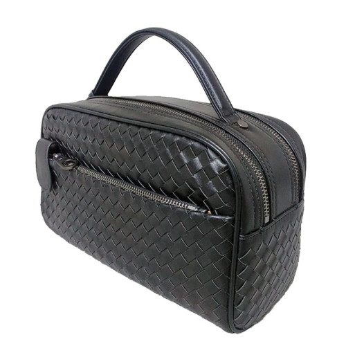意大利XBV洗漱化妝包男士編織頭層胎牛皮手拿大容量真皮收納時尚
