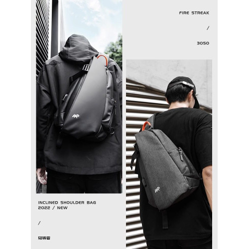 斜後後背包男士大容量挎包單肩包潮牌休閒郵差包新款多功能機能包後後背包