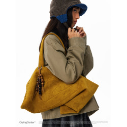 CryingCenter 反毛皮 中號單肩包餃子包（含串珠掛件） 哭喊中心