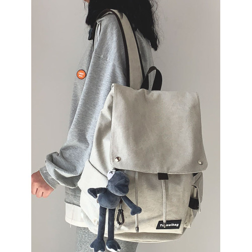 潮牌書包男大容量時尚簡約女大學生高中生帆布雙肩包初中生後後背包女