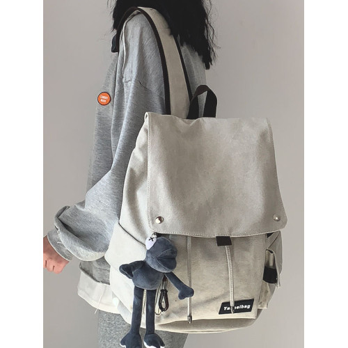 潮牌書包男大容量時尚簡約女大學生高中生帆布雙肩包初中生後後背包女