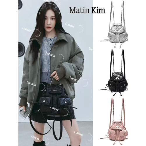 韓國小衆Matinkim 25甯藝卓同款菱格小香風魚子醬百搭機車雙肩包