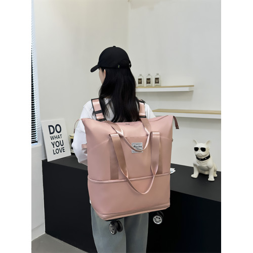 萬向輪折曡行李包男短途旅行包超大容量女行李袋帶滑輪旅遊可攜式包