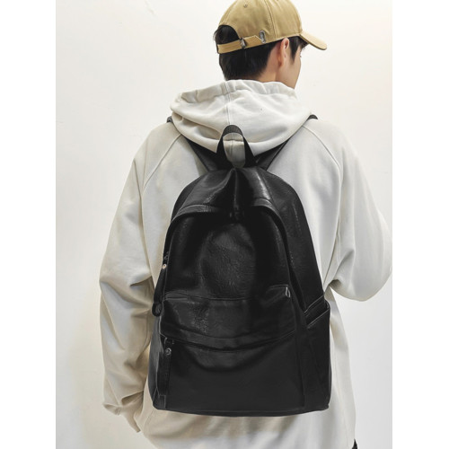 書包女大學生高中初中生簡約大容量電腦後後背包皮質通勤雙肩包高級感