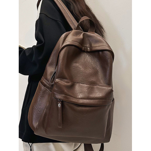 書包女大學生高中初中生簡約大容量電腦後後背包皮質通勤雙肩包高級感