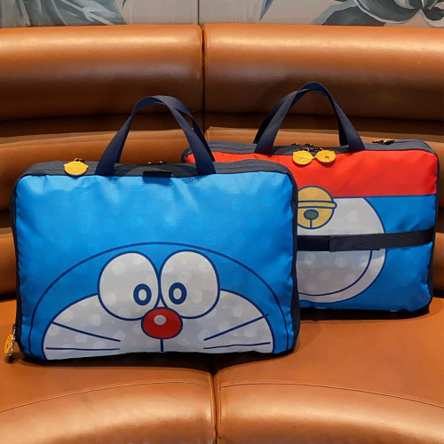 日系可愛藍胖子卡通旅行袋大容量分裝行李袋多功能衣物收納整理袋