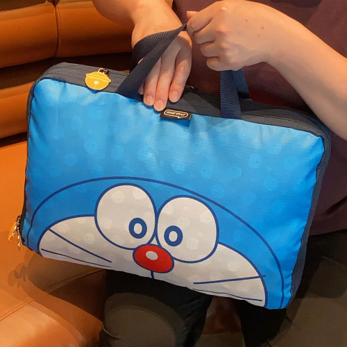 日系可愛藍胖子卡通旅行袋大容量分裝行李袋多功能衣物收納整理袋