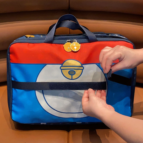 日系可愛藍胖子卡通旅行袋大容量分裝行李袋多功能衣物收納整理袋