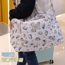 可愛鯊魚貓托特單肩包手提袋大容量折曡可套拉桿箱的旅行包行李袋