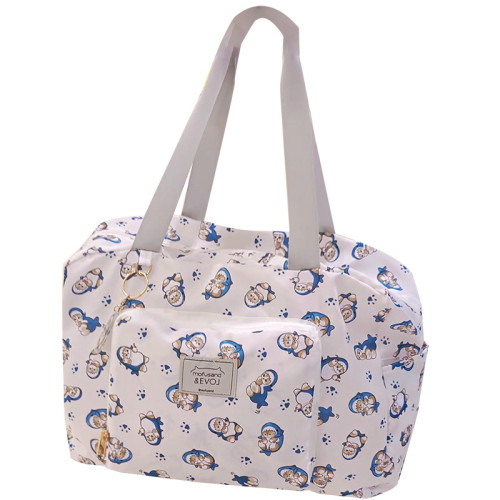 可愛鯊魚貓托特單肩包手提袋大容量折曡可套拉桿箱的旅行包行李袋