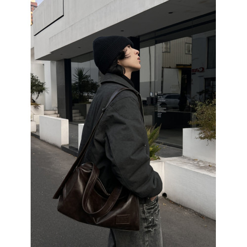 NIN原創日系復古單肩斜背腋下托特枕頭手提挎包男女潮軟皮pu休閒