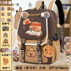 個性創意少女心水豚大容量雙肩包卡通可愛小清新卡皮巴拉雙肩書包