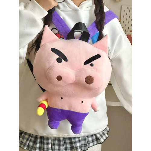 蠟筆小新玩偶小豬肥嘟嘟左衛門雙肩包女可愛鱷魚先生兒童後後背包男孩