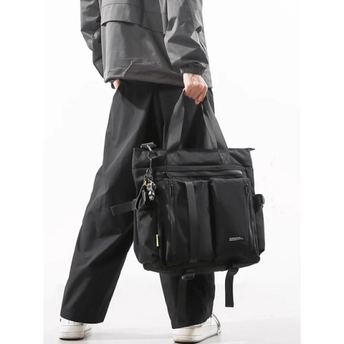 潮牌工裝斜後後背包男大容量日系單肩包男多功能通勤電腦包運動手提包