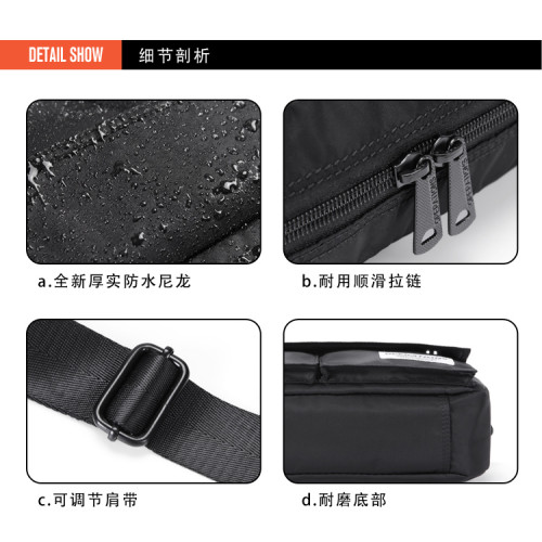 日系純色拉鍊潮牌尼龍郵差包男女休閒工裝多層功能防水單肩斜後後背包