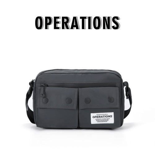 日系純色拉鍊潮牌尼龍郵差包男女休閒工裝多層功能防水單肩斜後後背包