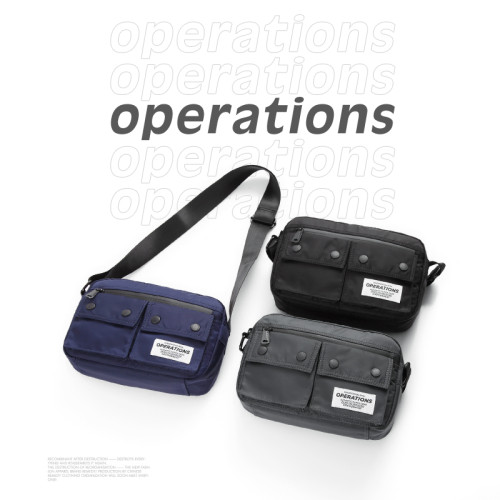 日系純色拉鍊潮牌尼龍郵差包男女休閒工裝多層功能防水單肩斜後後背包