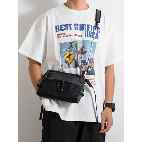 韓版時尚單肩包輕便戶外小挎包休閒個性釣魚包男女工裝撞色手機包