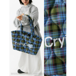 CryingCenter 格紋雲朵掛件包 斜後後背包單肩包 哭喊中心