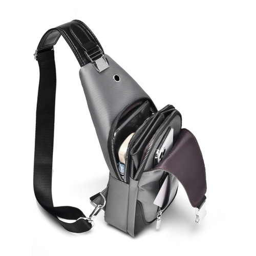 博特爾胸包牛津布潮牌單肩斜後後背包2024新款韓版充電後後背包男休閒掛包