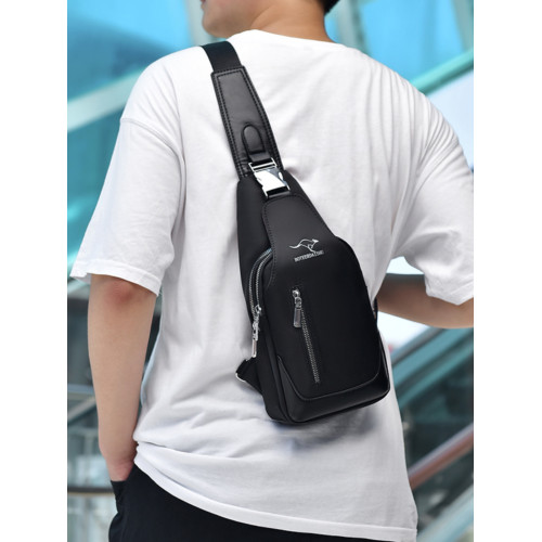 博特爾胸包牛津布潮牌單肩斜後後背包2024新款韓版充電後後背包男休閒掛包