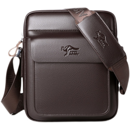 薩奇袋鼠男士單肩包真皮商務男包斜後後背包包牛皮掛包休閒斜背小後後背包