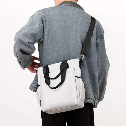 新款男士後後背包大容量手提商務包防水單肩斜後後背包休閒後後背包通勤公文包