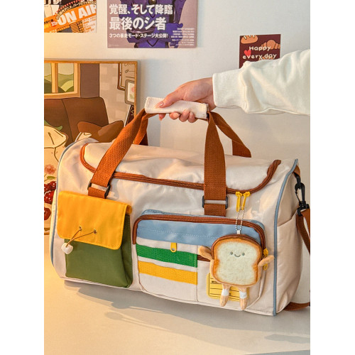 手提旅行包女大容量運動健身包短途輕便包行李袋可愛待産包收納袋