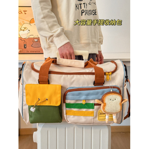 手提旅行包女大容量運動健身包短途輕便包行李袋可愛待産包收納袋