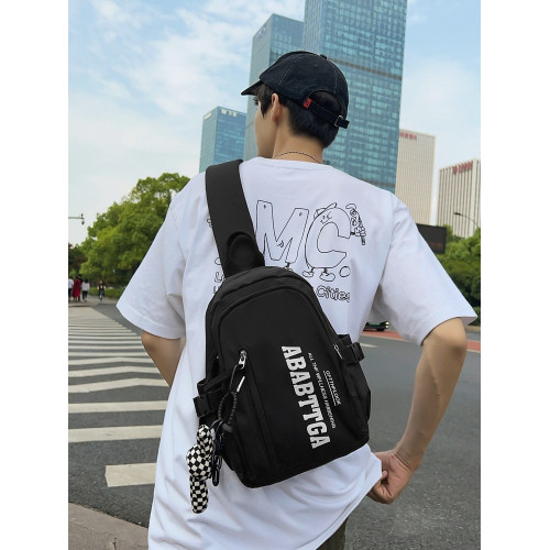 新款胸包男生潮牌斜後後背包休閒日系運動後後背包女大容量騎行包通勤單肩