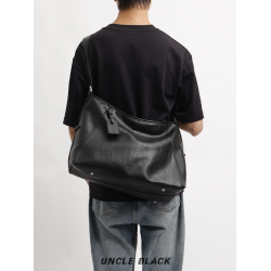 UncleBlack牛皮大容量男士托特包高級潮牌休閒通勤簡約斜背單肩包