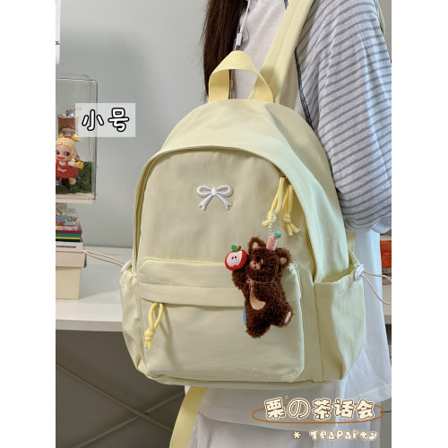 日系ins純色簡約小後後背包 高顔值校園輕便初高中學生書包百搭雙肩包