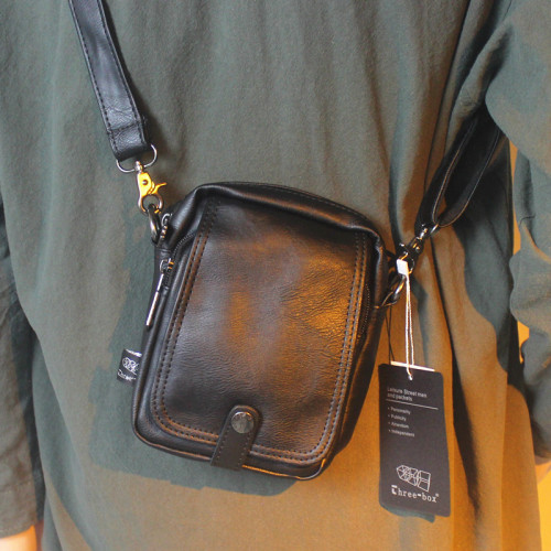 手機包男新款簡約休閒小單肩包潮牌時尚皮質男士斜背小包女小包包