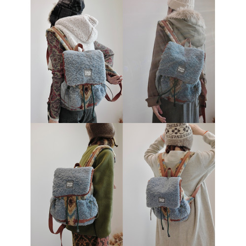 housedesign原創2025冬季毛絨復古大容量後後背包小衆通勤時尚雙肩包