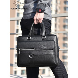 麥克袋鼠真皮手提包2026新款男士包商務單肩挎包時尚軟牛皮公文包