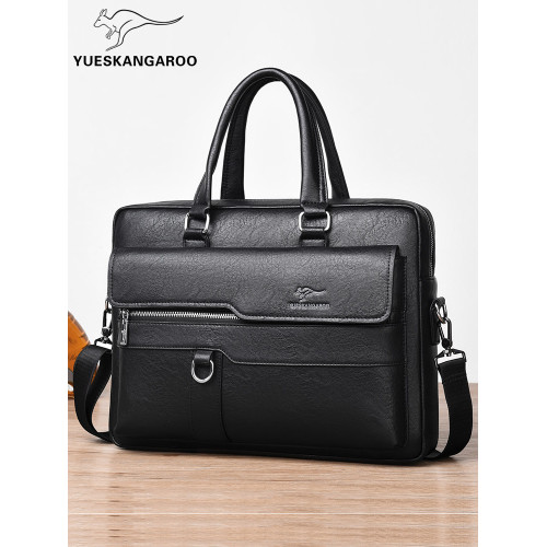 麥克袋鼠真皮手提包2026新款男士包商務單肩挎包時尚軟牛皮公文包