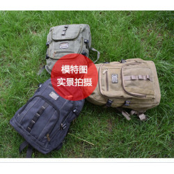 耐磨耐用60升加厚帆布男士雙肩包復古時尚潮流後後背包男女旅行登山包