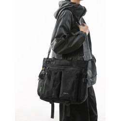 斜後後背包男潮牌機能工裝風單肩包大容量手提托特包女學生補習上課包